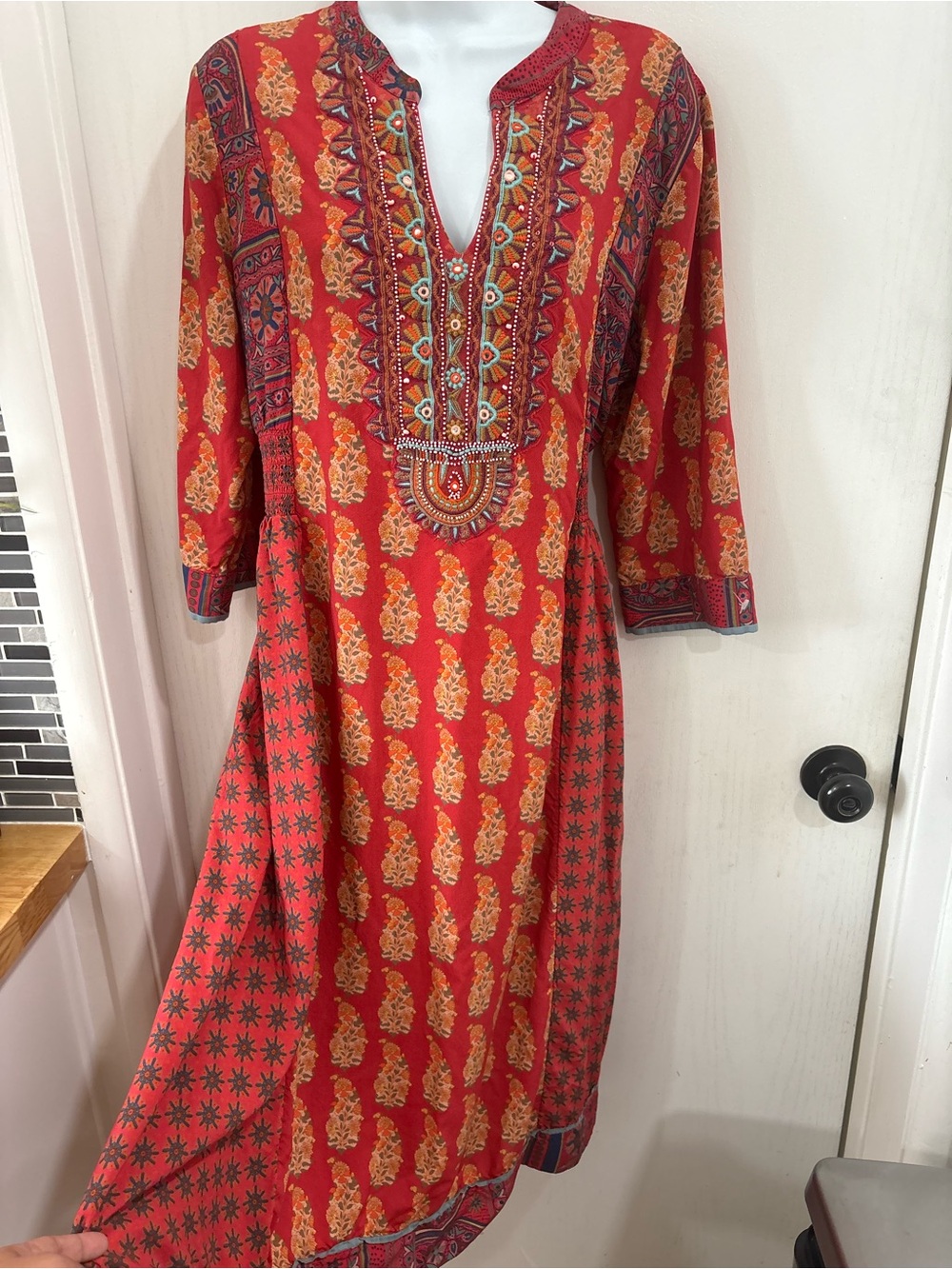Bohemian Rust Paisley Print Maxi Dress - Picture 2 of 11